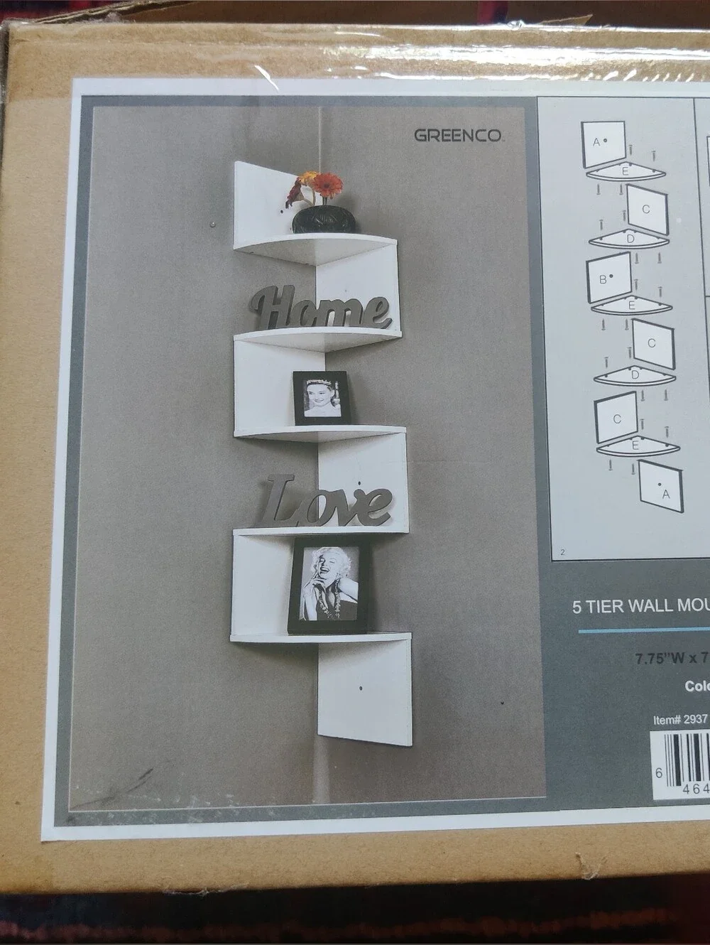 Brand New Greenco 5-Tier Corner Wall Shelf – White